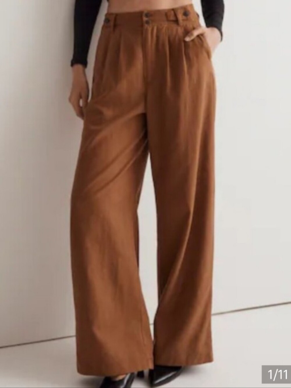 Madewell Harlow Wide Leg Pants Pleated Tall Length